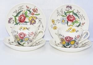 Copeland Spode Gainsborough Marlborough Tea Cup and Saucer Plates - 6pc set